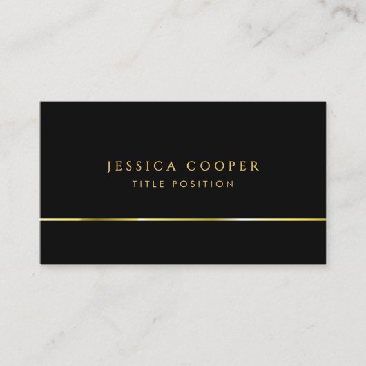 Modern Elegant Black en Goud Visitekaartje (Voorkant)