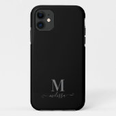 Modern Elegant Black en Grey Monogrammed Case-Mate iPhone Case (Achterkant)
