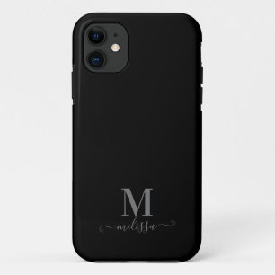 Modern Elegant Black en Grey Monogrammed Case-Mate iPhone Case