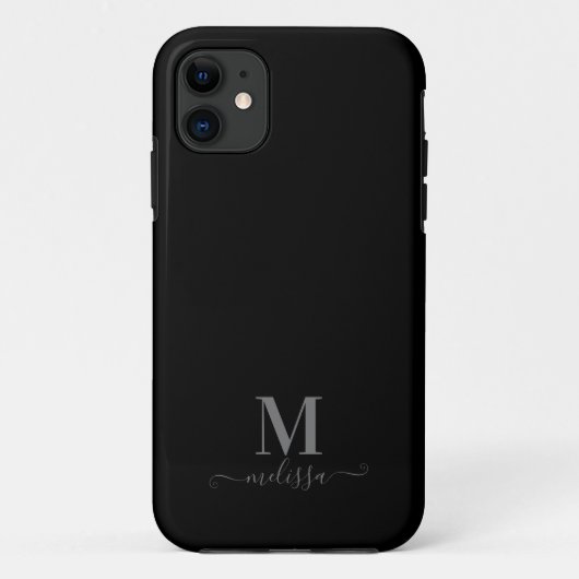 Modern Elegant Black en Grey Monogrammed Case-Mate iPhone Case (Achterkant)