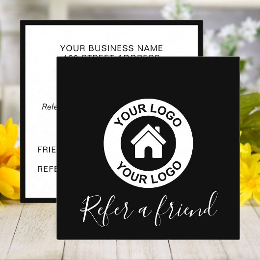 Modern Elegant Black en White Aanbevelingskaartje