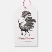 Modern Elegant Black en White Deer Toile Woodland Cadeaulabel (Voorkant)