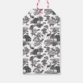 Modern Elegant Black en White Deer Toile Woodland Cadeaulabel (Achterkant)