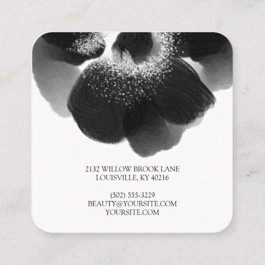 Modern Elegant Black en White Floral Pattern Vierkante Visitekaartje (Achterkant)
