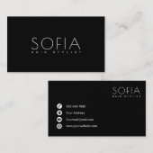 Modern Elegant Black en White Hair Stylist Visitekaartje (Voorkant / Achterkant)