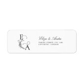 Modern Elegant Black en White Monogram Etiket (Voorkant)