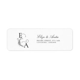 Modern Elegant Black en White Monogram Etiket