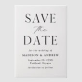 Modern Elegant Black en White Save the Date Vellum Uitnodigingen (Voorkant)