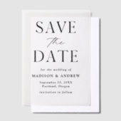 Modern Elegant Black en White Save the Date Vellum Uitnodigingen (Offset)