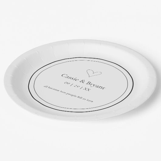 Modern Elegant Black en White Simple Wedding Papieren Bordje (Gekanteld)