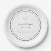 Modern Elegant Black en White Simple Wedding Papieren Bordje (Voorkant)