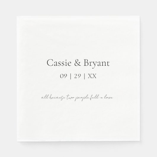 Modern Elegant Black en White Simple Wedding Servet (Voorkant)
