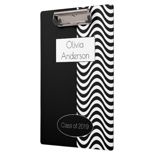 Modern Elegant Black en White Stripes Pattern Klembord (Links)