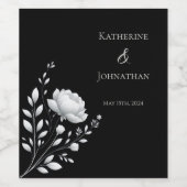 Modern Elegant Black en White Wijn Etiket (Enkel label)