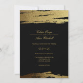 Modern Elegant Black & Faux Gold Foil Paint Stroke Kaart (Voorkant)