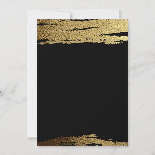 Modern Elegant Black & Faux Gold Foil Paint Stroke Kaart (Achterkant)