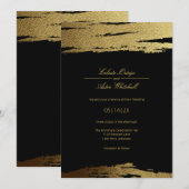 Modern Elegant Black & Faux Gold Foil Paint Stroke Kaart (Voorkant / Achterkant)