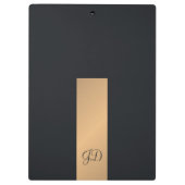 Modern Elegant Black Faux Gold Stripe Monogram Klembord (Achterkant)
