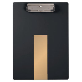 Modern Elegant Black Faux Gold Stripe Monogram Klembord