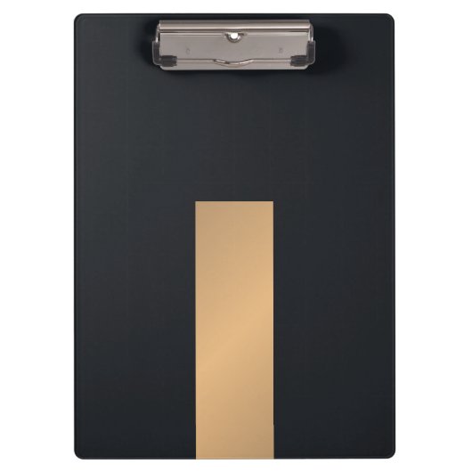 Modern Elegant Black Faux Gold Stripe Monogram Klembord (Voorkant)