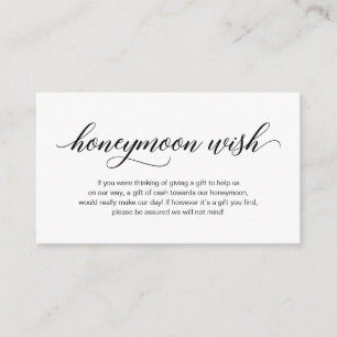 Modern Elegant Black font, Wedding Honeymoon Wish Informatiekaartje