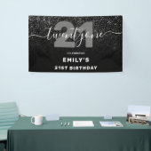 Modern Elegant Black Glitter 21st Birthday Spandoek (Beurs)