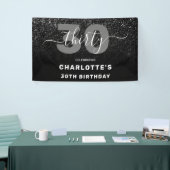 Modern Elegant Black Glitter 30th Birthday Spandoek (Beurs)