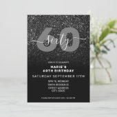 Modern Elegant Black Glitter 60th Birthday Kaart (Staand voorkant)