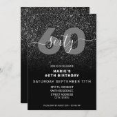 Modern Elegant Black Glitter 60th Birthday Kaart (Voorkant / Achterkant)