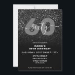 Modern Elegant Black Glitter 60th Birthday Kaart<br><div class="desc">Modern Elegant Black Glitter 60th Birthday Invitation. Minimalistisch ontwerp voor de sjabloon van de 60ste verjaardagsuitnodiging met elegante kalligrafie handgeschreven scriptlettertype en faux glitter background.</div>