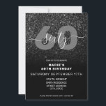 Modern Elegant Black Glitter 60th Birthday Kaart<br><div class="desc">Modern Elegant Black Glitter 60th Birthday Invitation. Minimalistisch ontwerp voor de sjabloon van de 60ste verjaardagsuitnodiging met elegante kalligrafie handgeschreven scriptlettertype en faux glitter background.</div>