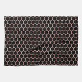 Modern Elegant Black & Gold Bee Honeycomb Patroon Theedoek (Horizontaal)