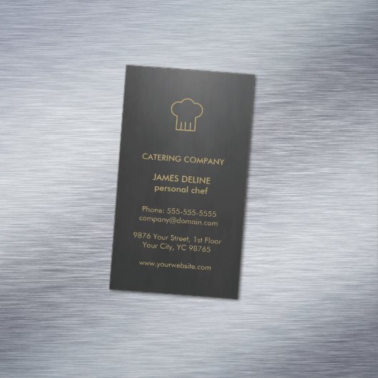 Modern Elegant Black Gold Catering Chef Visitekaartje Magneet (Voorbeeld)