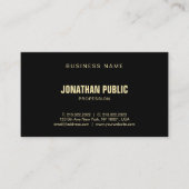 Modern Elegant Black Gold Fashionable Plain Luxe Visitekaartje (Voorkant)