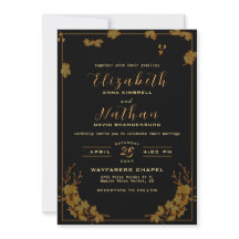 Modern Elegant Black & Gold Floral Wedding