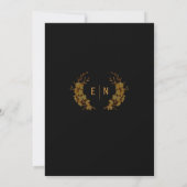 Modern Elegant Black & Gold Floral Wedding Kaart (Achterkant)