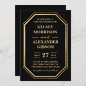 Modern Elegant Black Gold Glam Chic Wedding Kaart (Voorkant / Achterkant)