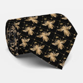 Modern Elegant Black & Gold Honeycomb Bee Pattern Stropdas (Opgerold)