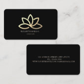 Modern Elegant Black Gold Lotus Visitekaartje (Voorkant / Achterkant)