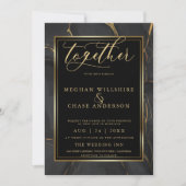 Modern Elegant Black Gold Marble Barefoot Bride™ Kaart (Voorkant)