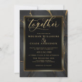 Modern Elegant Black Gold Marble Barefoot Bride™ Kaart (Voorkant)