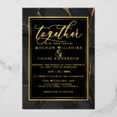 Modern Elegant Black Gold Marble Folie Uitnodiging (Voorkant)