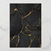 Modern Elegant Black Gold Marble Folie Uitnodiging (Achterkant)