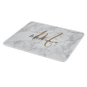 Modern Elegant Black Gold Monogram Luxe Marble Snijplank (Hoek)