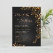 Modern Elegant Black & Gold Quote Floral Wedding Kaart (Staand voorkant)