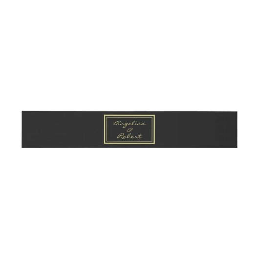 Modern Elegant Black & Gold Script Weddenschap Uitnodigingen Wikkel (Vlak)