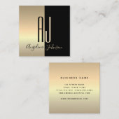 Modern Elegant Black Gold Vierkante Visitekaartje (Voorkant / Achterkant)