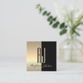 Modern Elegant Black Gold Vierkante Visitekaartje (Staand voorkant)