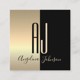 Modern Elegant Black Gold Vierkante Visitekaartje