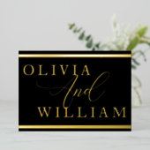 Modern Elegant Black & Gold Wedding Golden Folie Uitnodiging (Staand Voorkant)